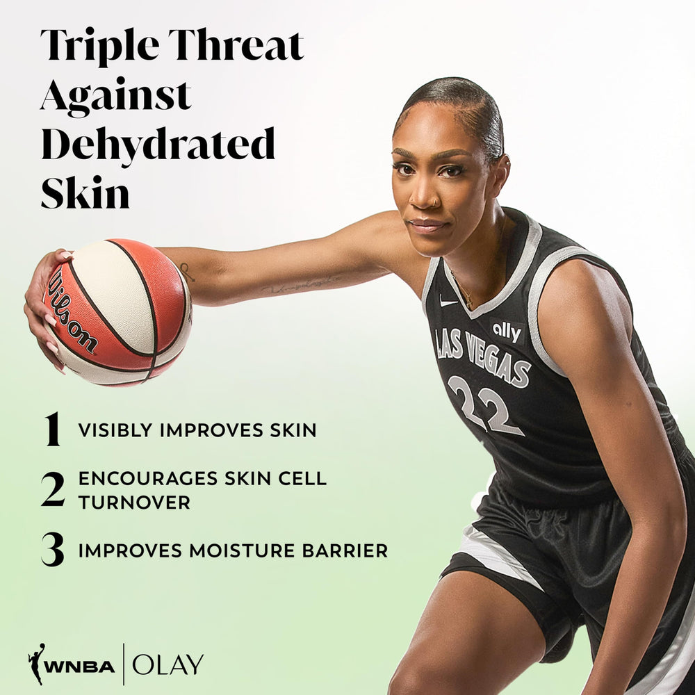 Olay Court Queen pump dispenser detail for controlled serum-like application