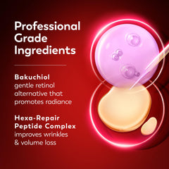 Olay eye roller label and ingredients highlighting Hexa-Repair Peptide benefits