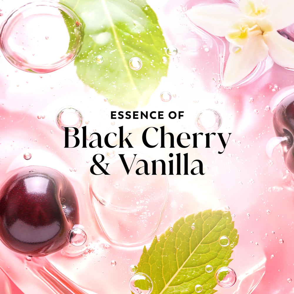 Black cherry and vanilla essence representation highlighting Olay scent benefit