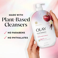 Olay body wash paired with lotion illustrating post-cleanse hydration benefit