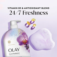 rich lather texture from Olay Fresh Radiance showing gentle cleansing