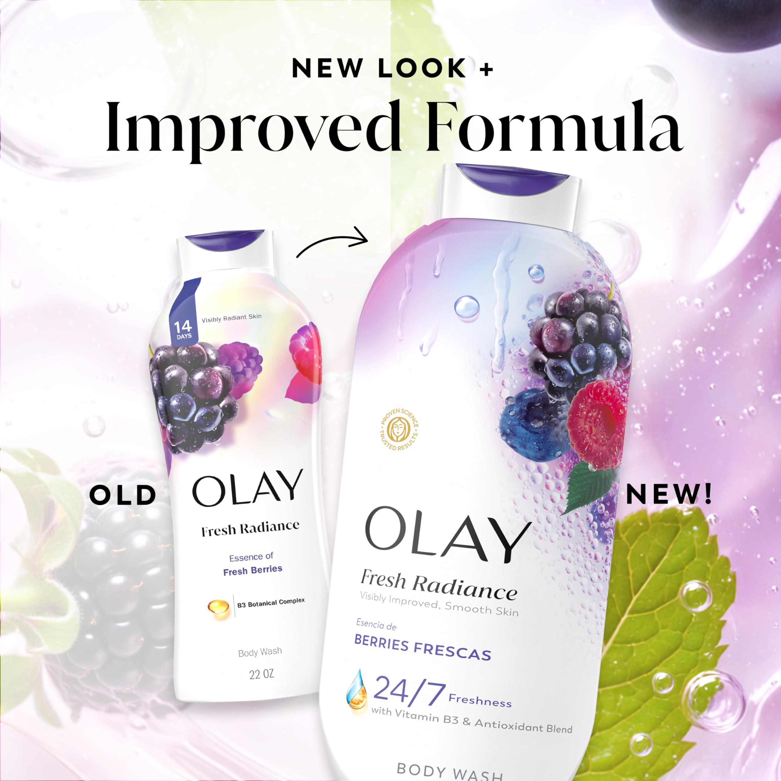 Olay bottle next to body lotion suggesting a complete skin-care routine