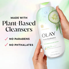 Olay fresh radiance size comparison with common bottle to show 22 fl oz
