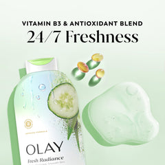 Olay fresh radiance texture close-up highlights silky foam and purity