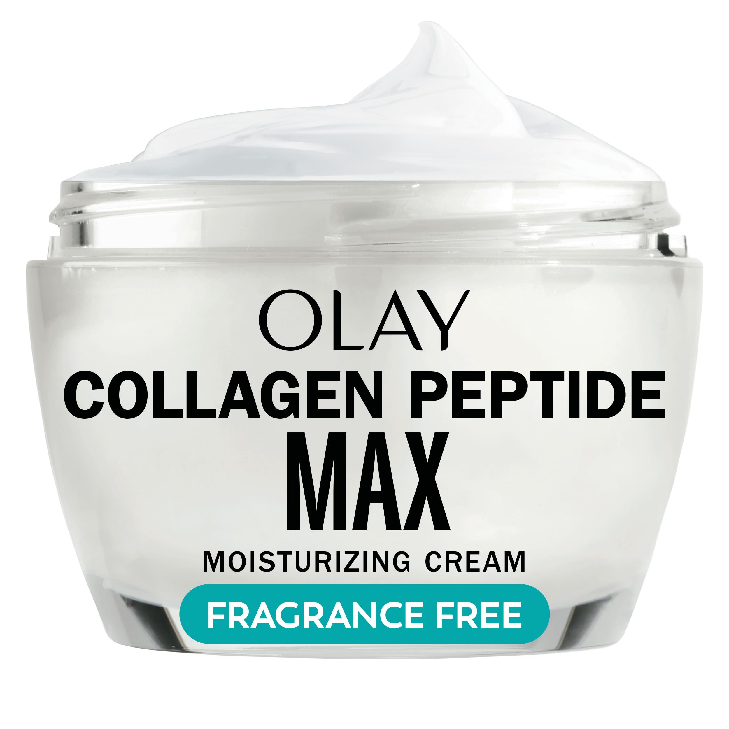 Olay jar front view showing collagen peptide 24 MAX and clear hydration benefit