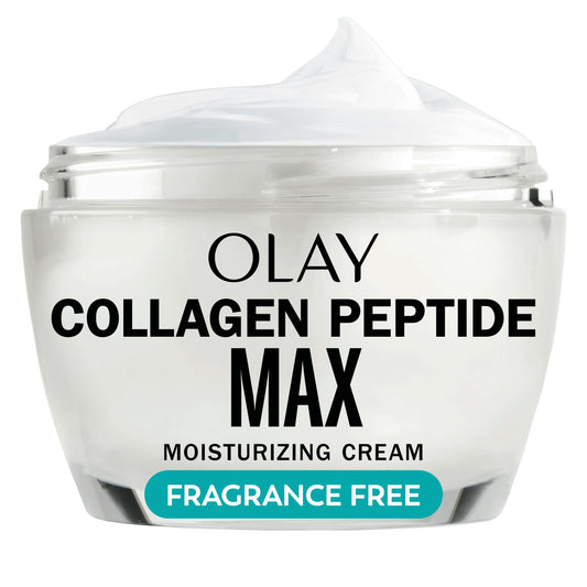 Olay jar front view showing collagen peptide 24 MAX and clear hydration benefit