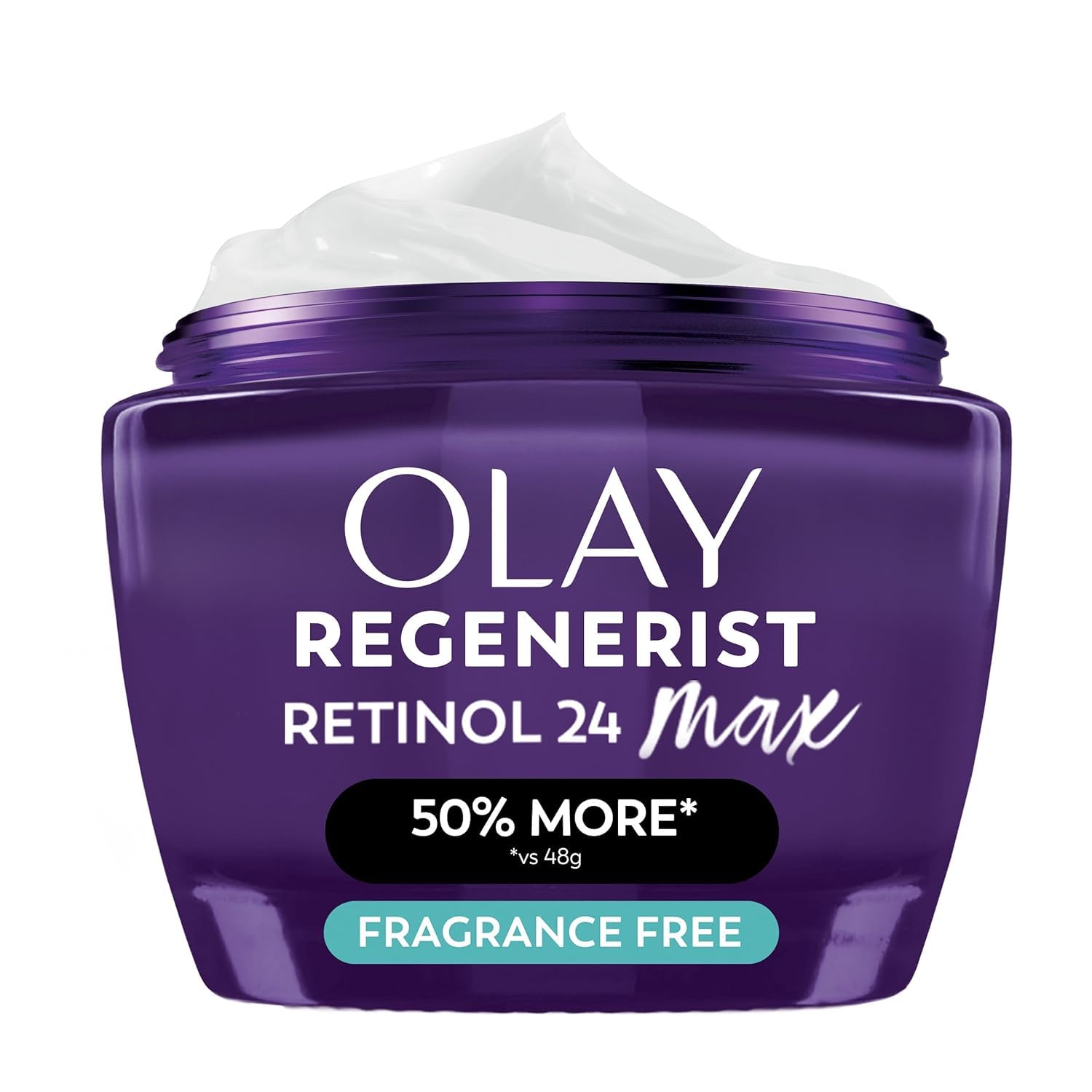 Olay front packaging showing jar and branding for clear product identification and trust