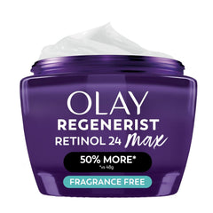 Olay front packaging showing jar and branding for clear product identification and trust