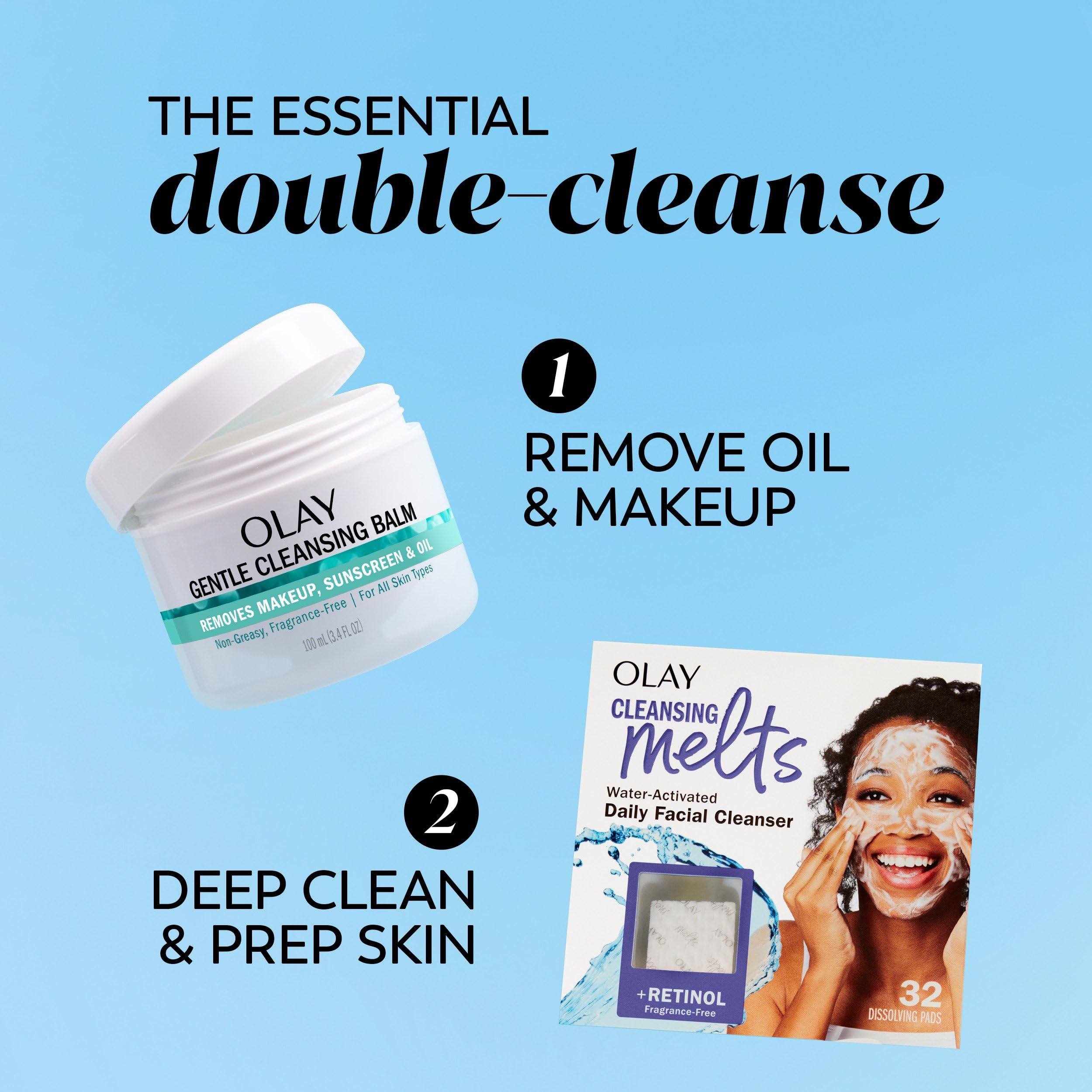 Olay jar on travel shelf showing convenient 3.4 fl oz size benefit