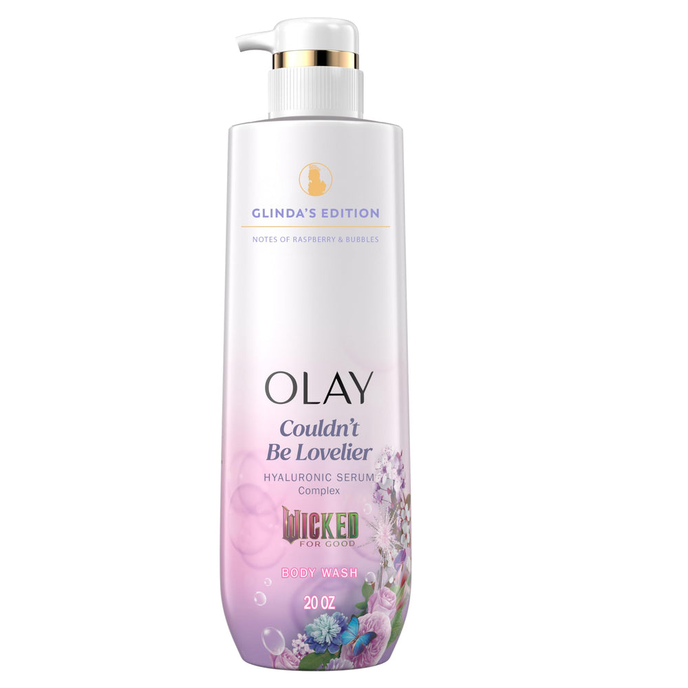 Olay Glinda's Edition front packaging showing limited-edition bottle and size benefit