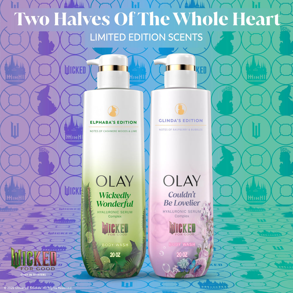 Olay bottle next to hand showing 20 fl oz scale for accurate size perception