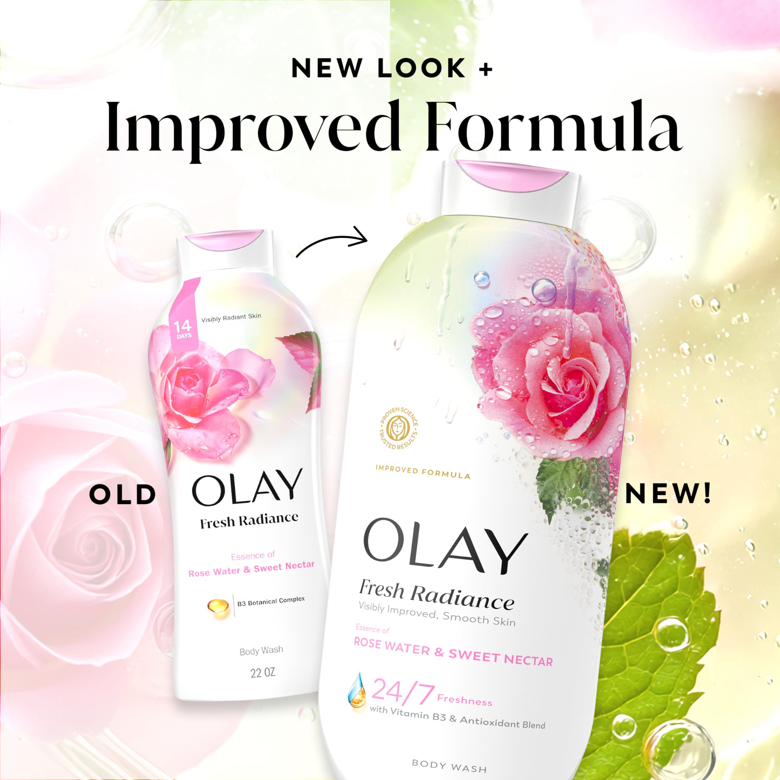Olay hand using body wash foam illustrating easy application