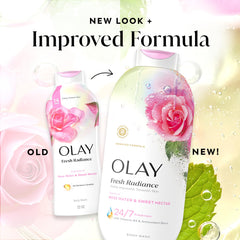 Olay hand using body wash foam illustrating easy application