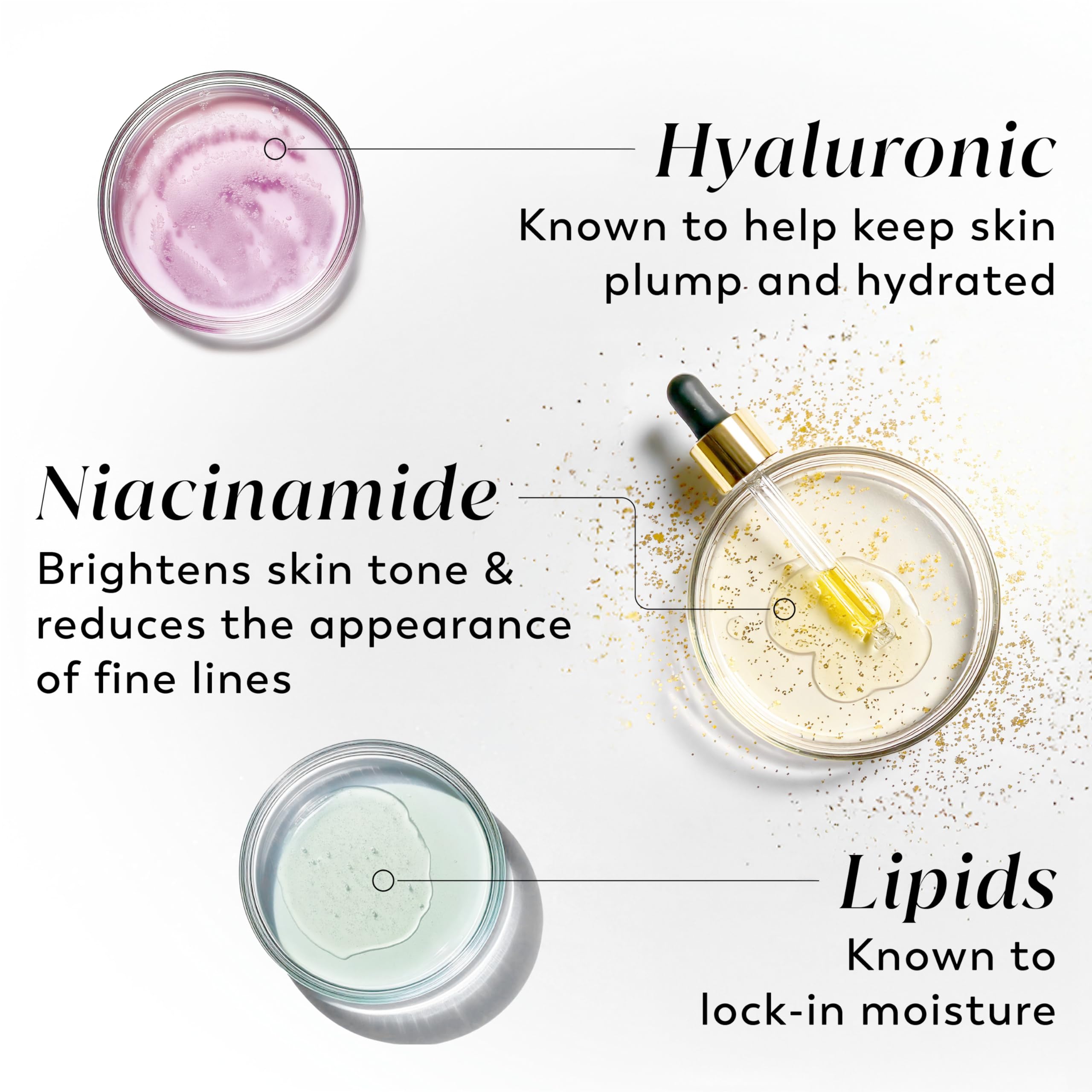 Olay hyaluronic acid ingredient visual highlighting hydration