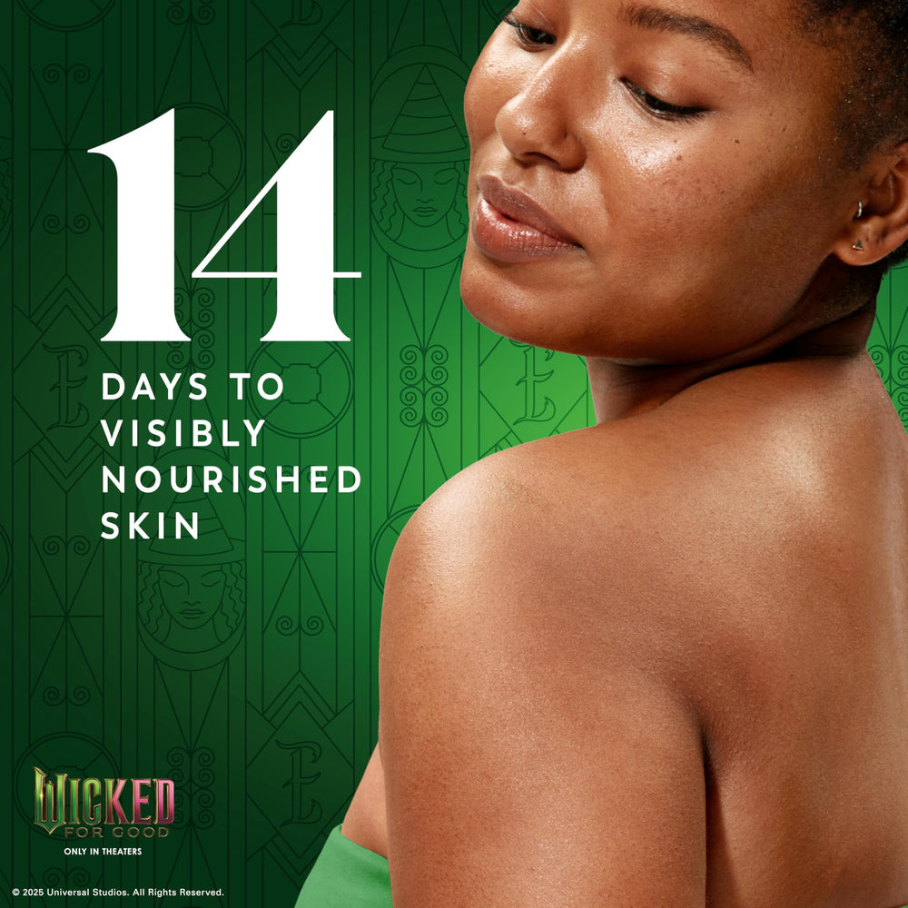 Olay in-shower use on arm demonstrating immediate smoothing hydration