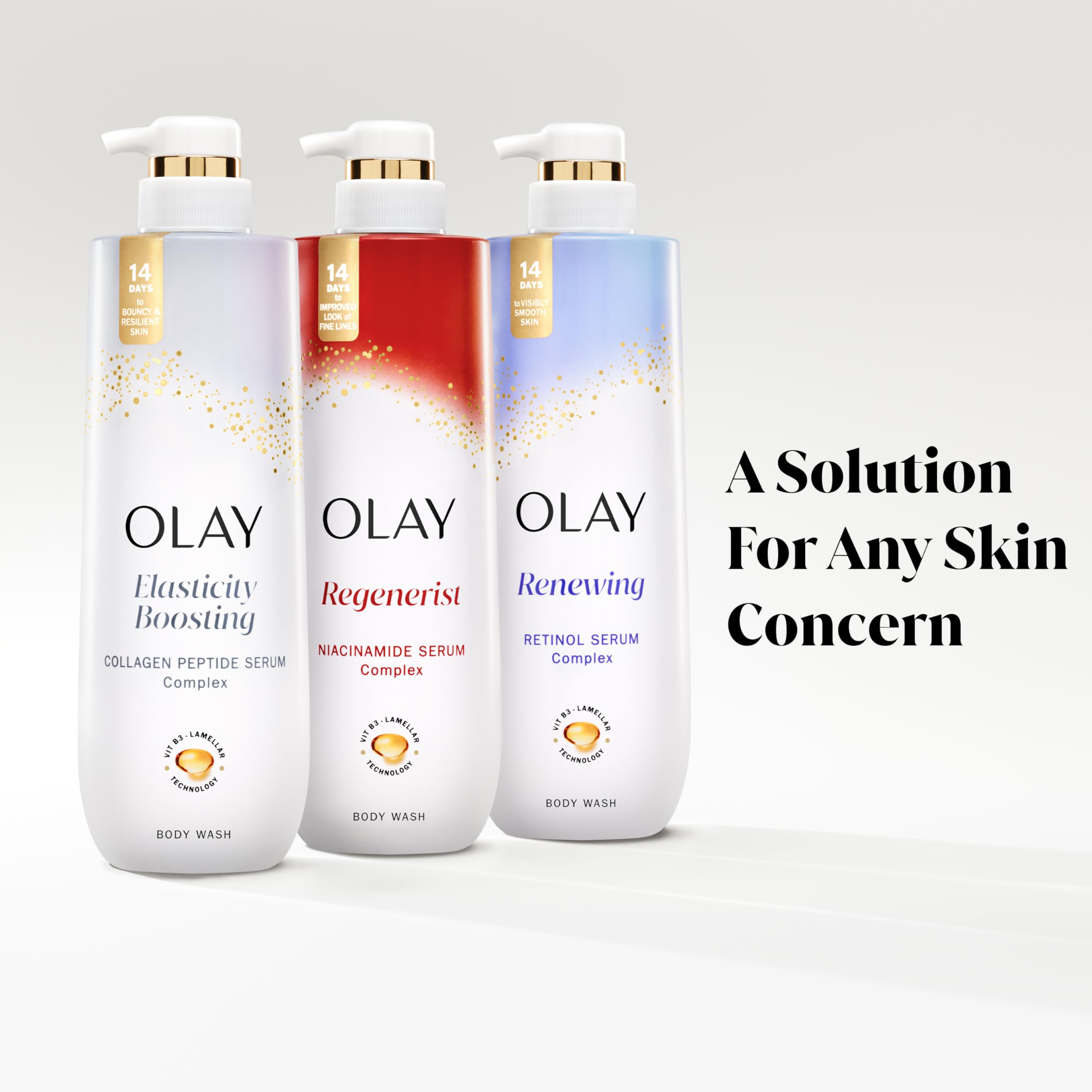 Olay in-shower lifestyle image using the wash for smoother-feeling skin