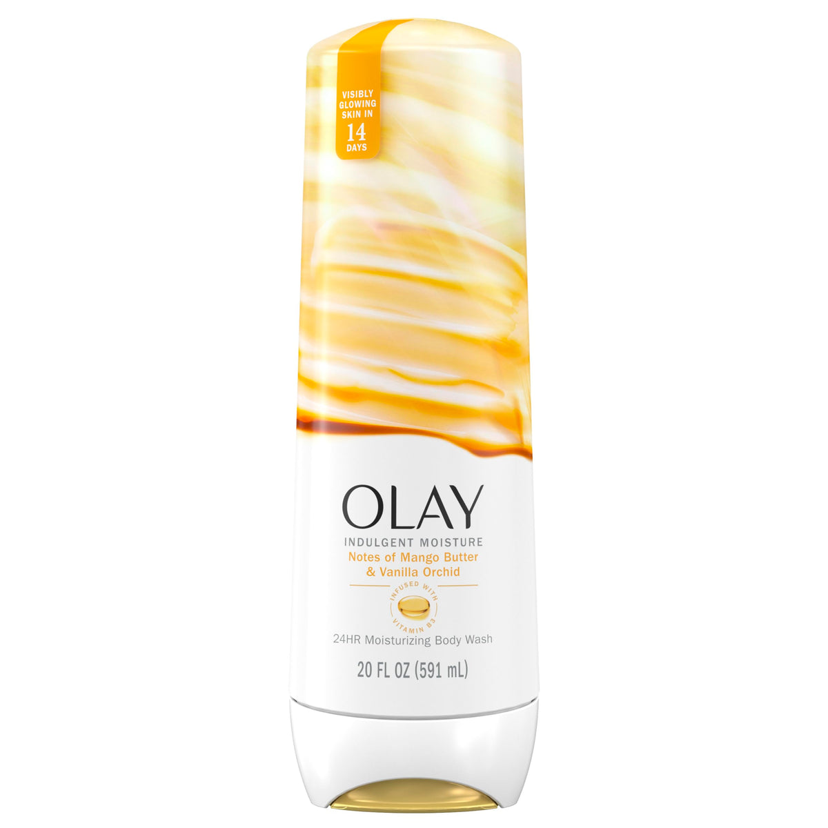 Olay bottle front view showing scent and hydration benefit