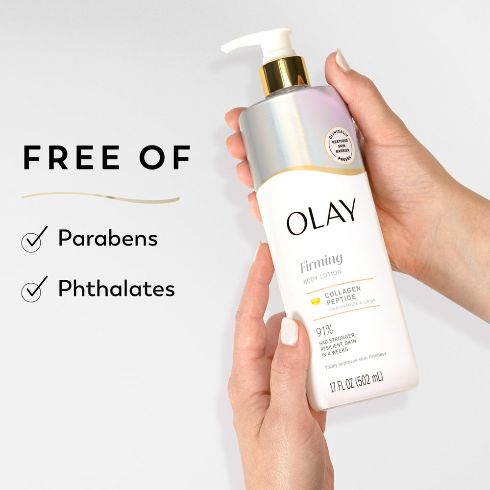 Olay ingredient visual with collagen peptides emphasizing firmness-support benefits