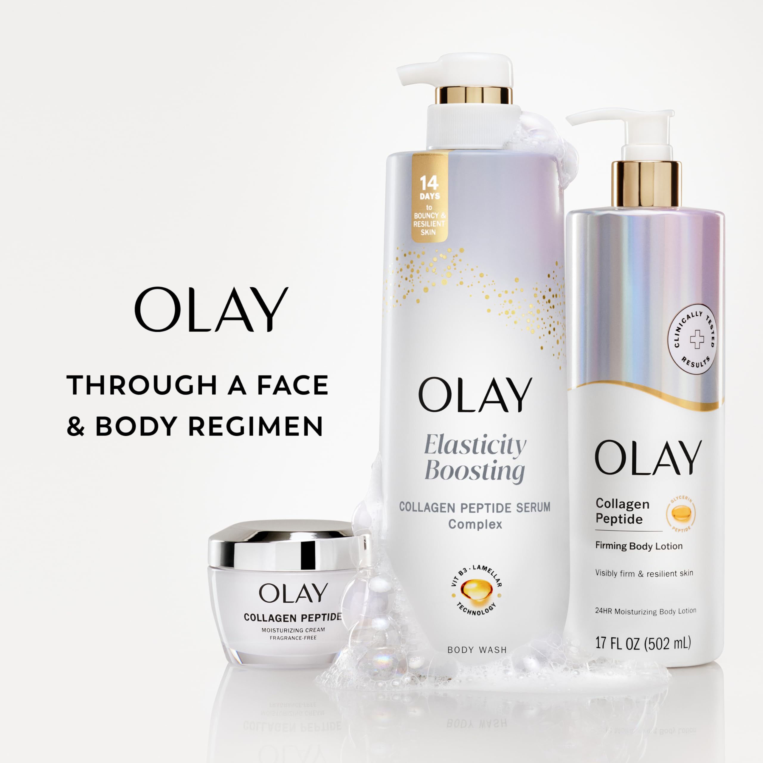 Flat lay of Olay with niacinamide capsule highlighting skin support