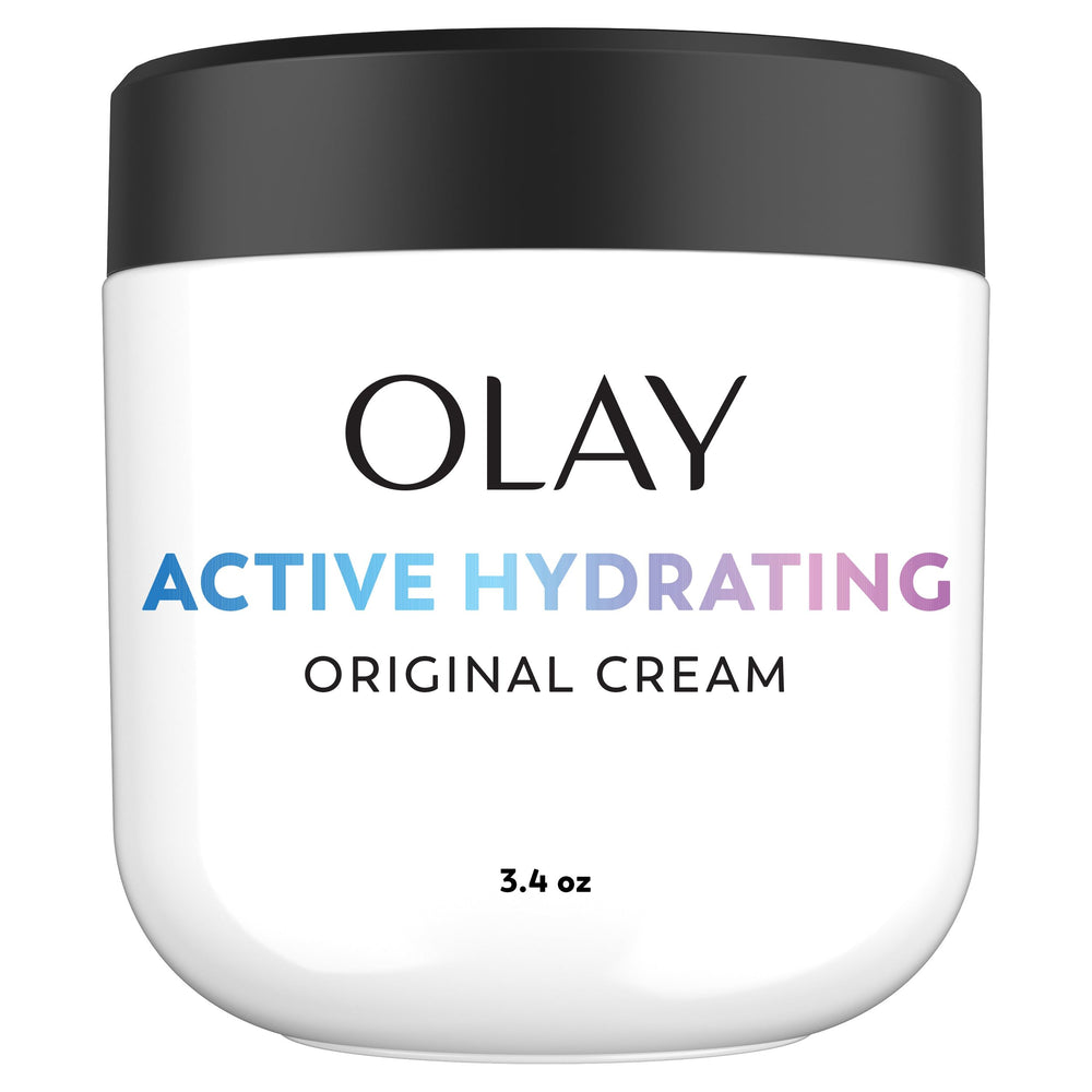 Olay jar front view showing packaging and clear branding benefit hydration
