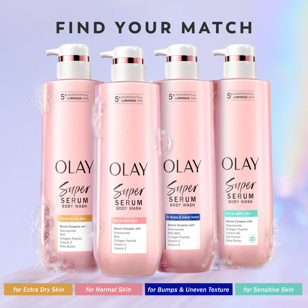 Olay lifestyle bathroom scene showing routine for luminous skin