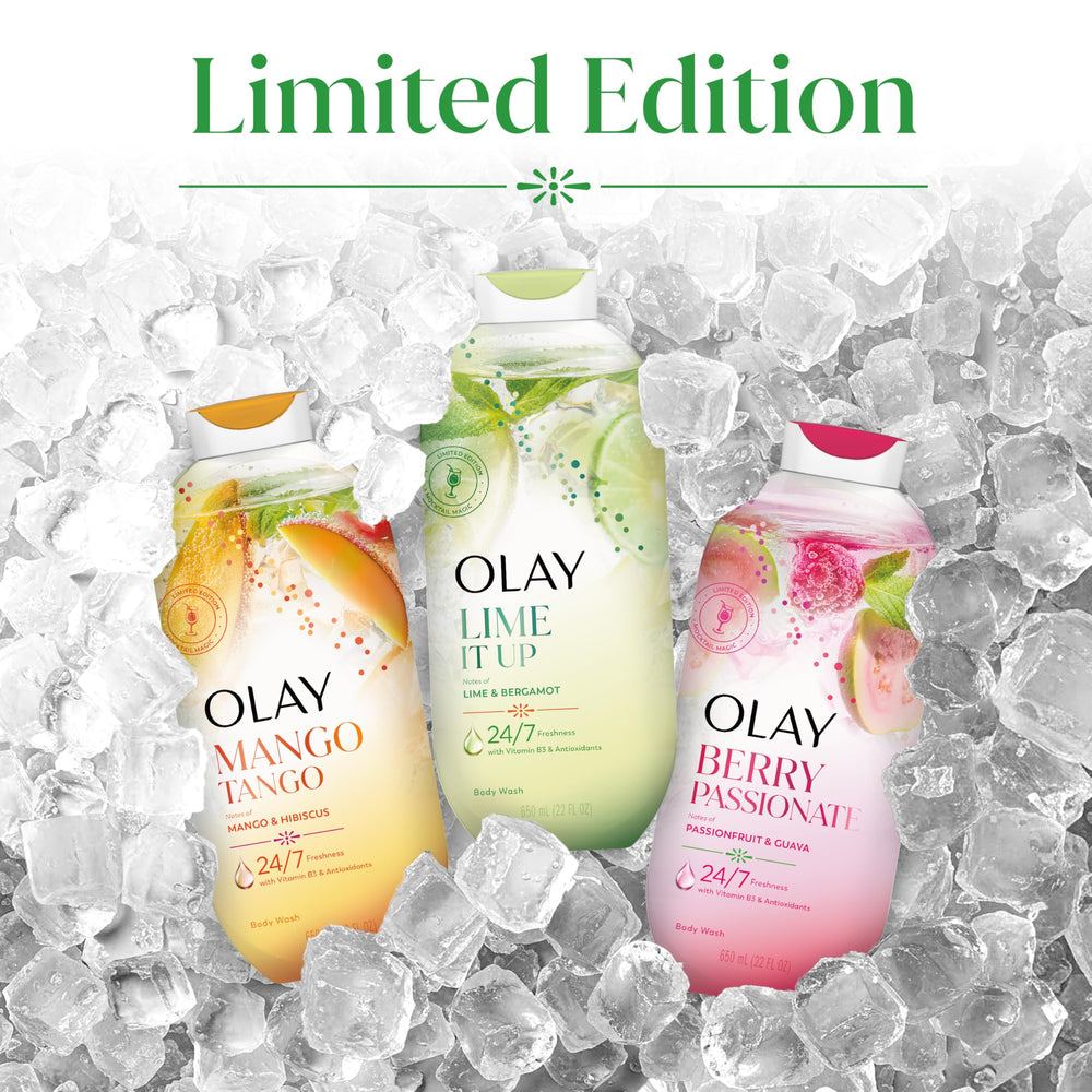 Before and after skin image suggesting smoother-looking skin with Olay cleansing routine