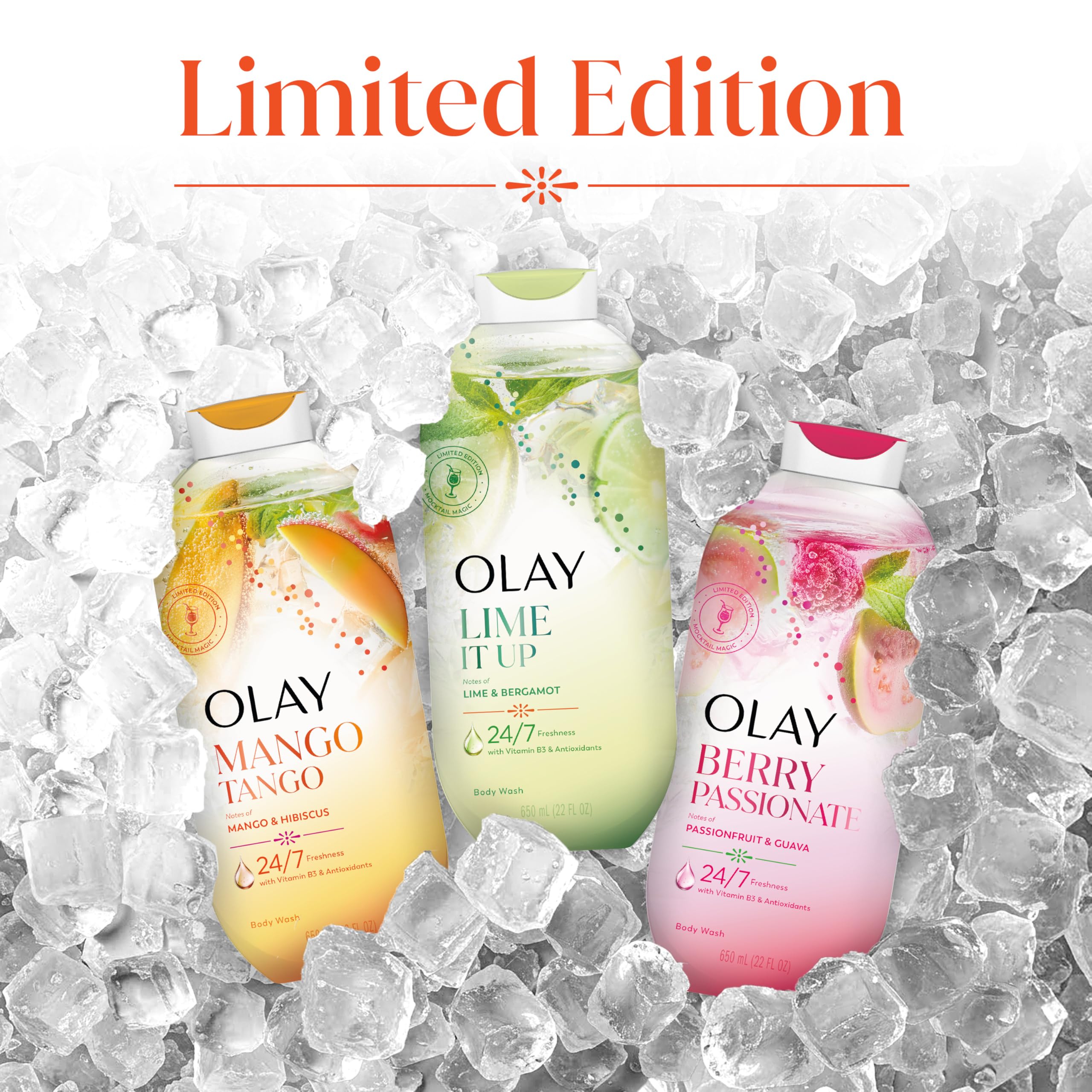 Olay label close-up of active Vitamin B3 and antioxidant blend benefits