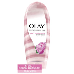 Olay body wash in shower being applied to skin for comfortable moisturizing cleanse