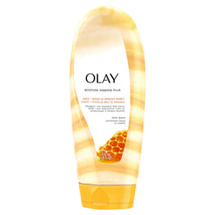 Olay front bottle showing label and benefits for visible moisturized skin