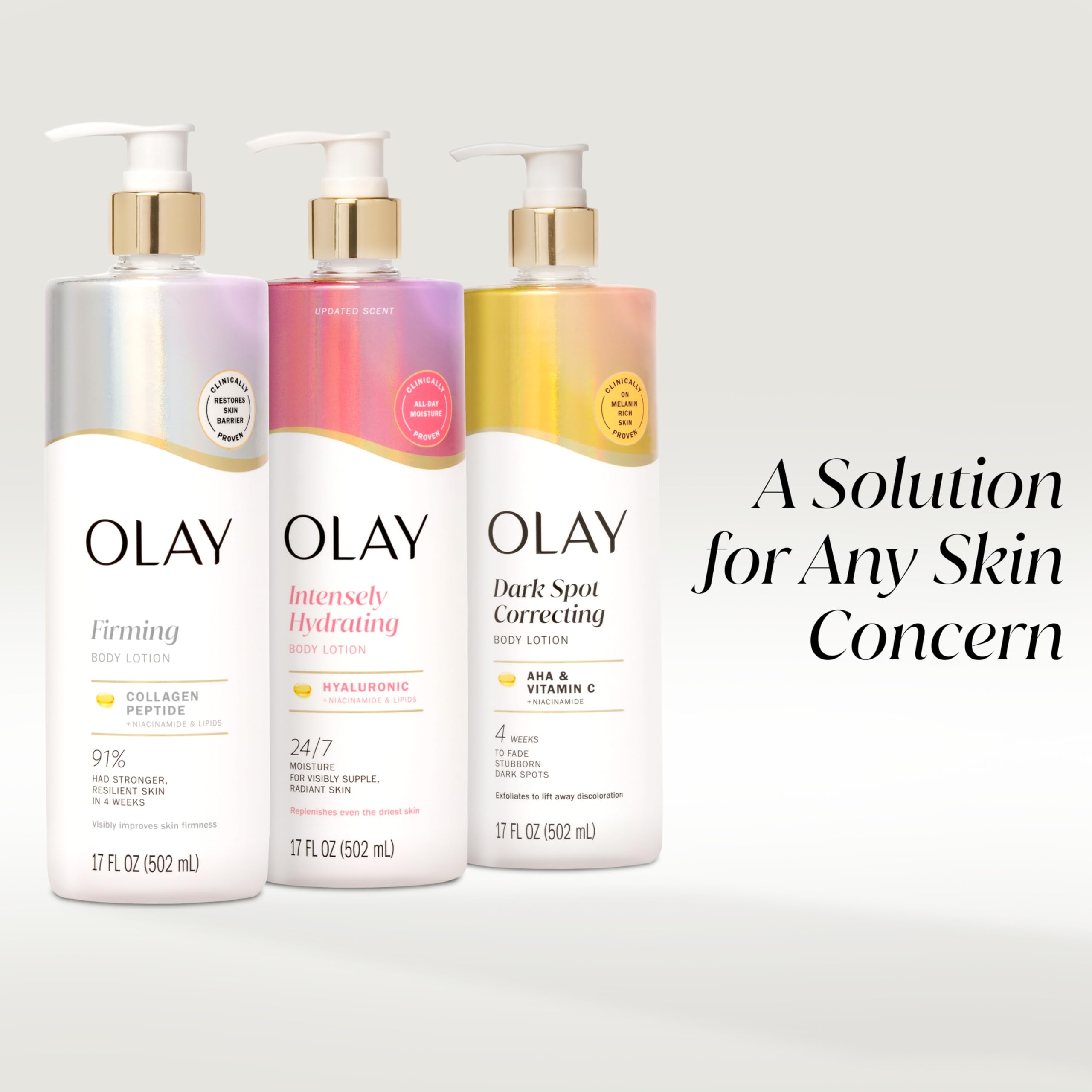 Olay open cap and product pour detail showing easy dispensing and creamy texture