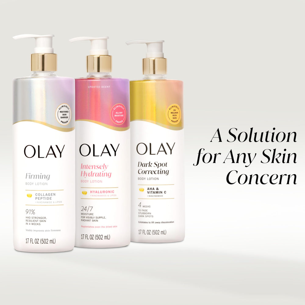 Olay open cap and product pour detail showing easy dispensing and creamy texture