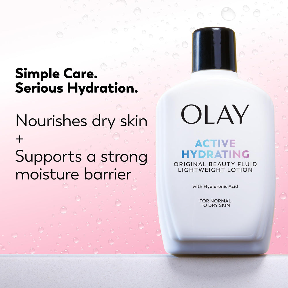 Olay open cap close-up revealing smooth lotion texture and quick absorption