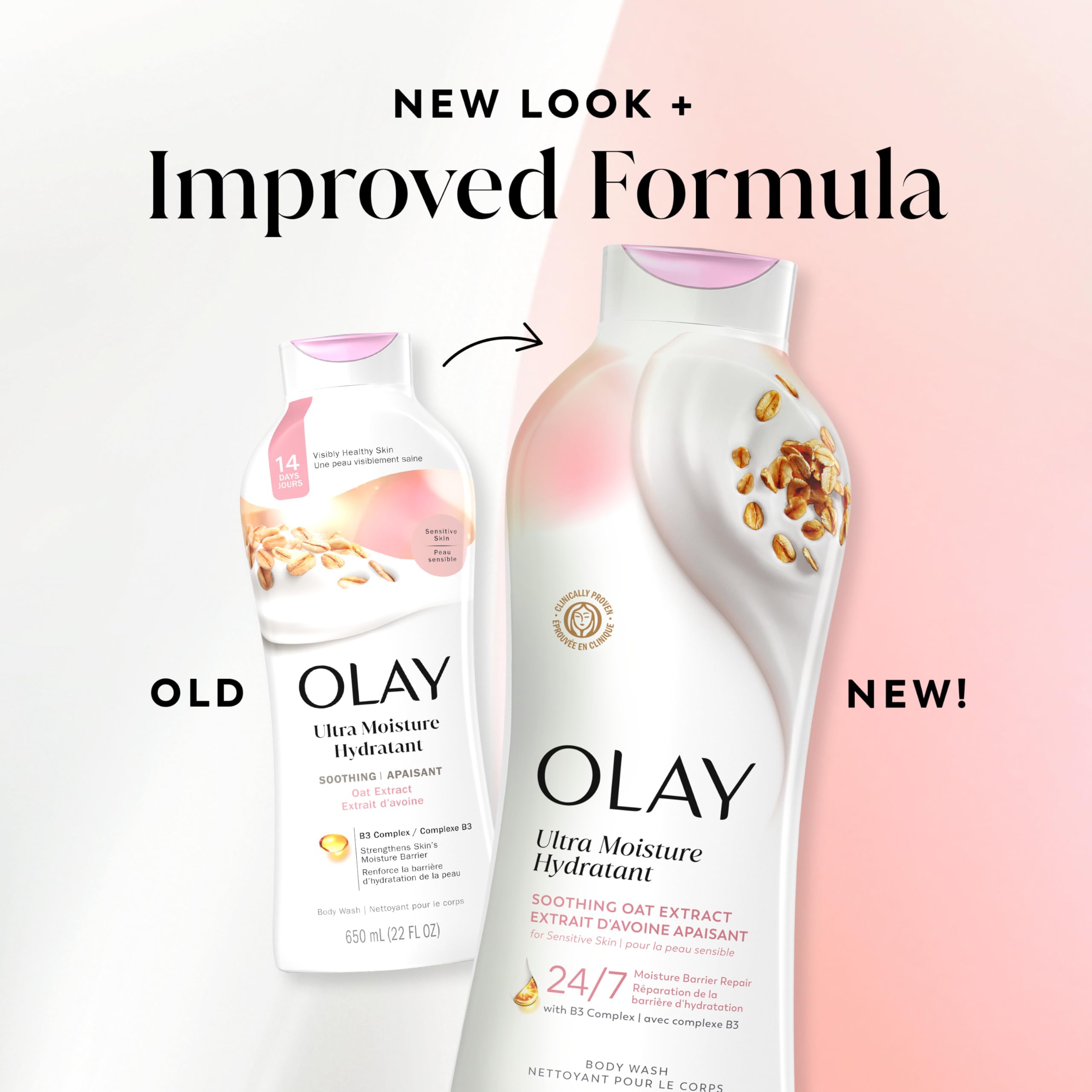 Olay body wash with lotion pairing to illustrate step for lasting moisture