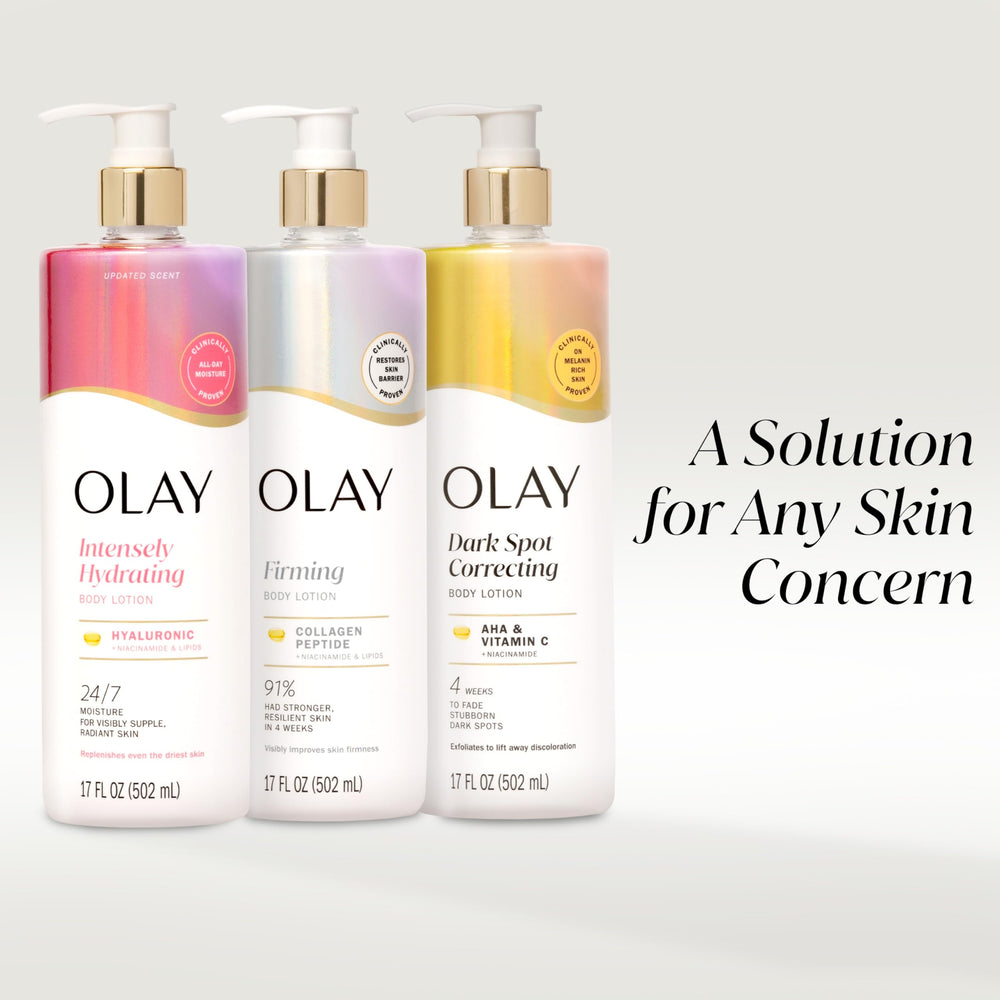 Olay bottle next to body wash to boost Vitamin B3 effects