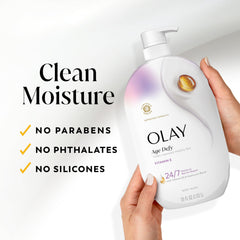 Olay Age Defy plus lotion duo showing recommended follow-up step for locking in moisture