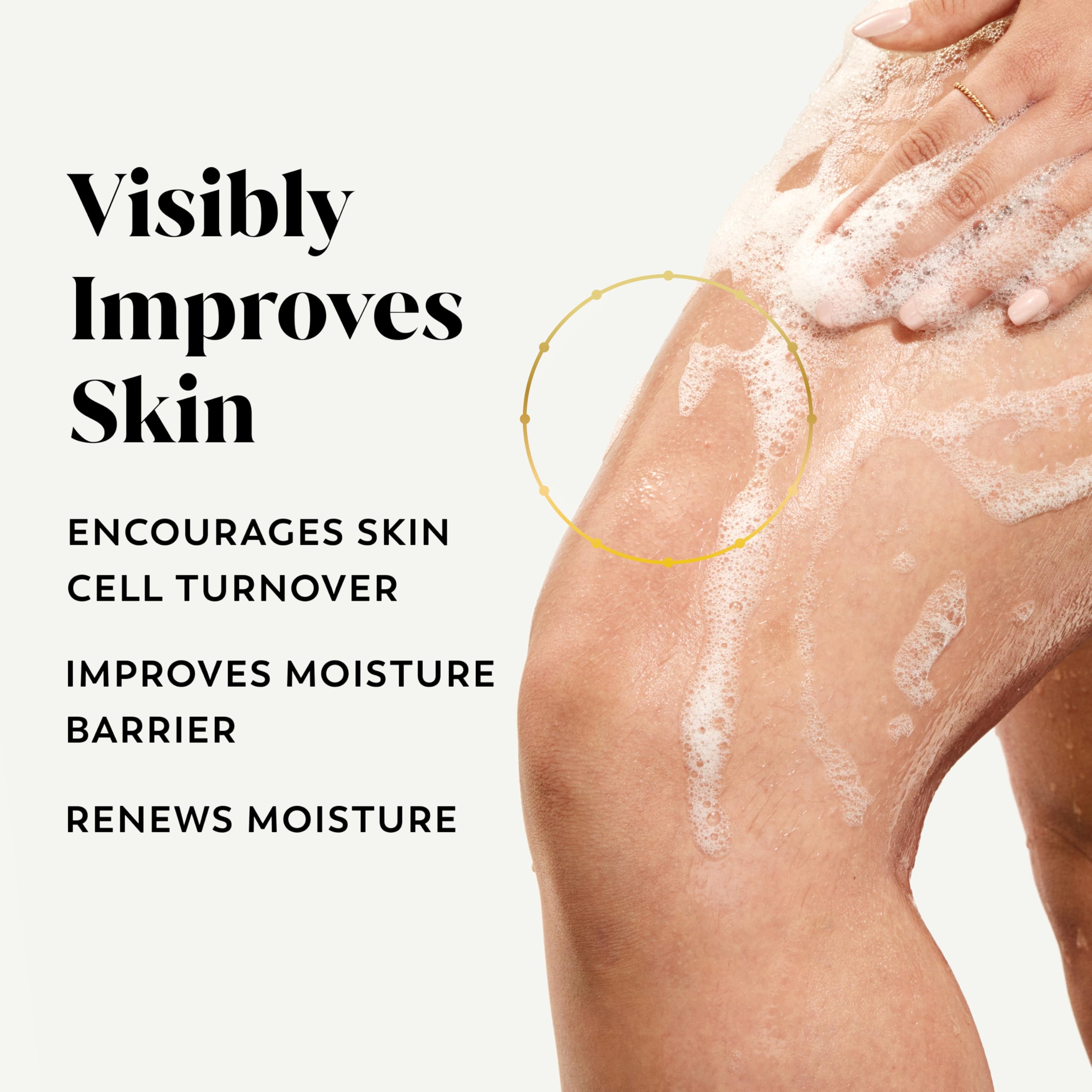 Olay label closeup highlighting collagen peptide serum complex benefits