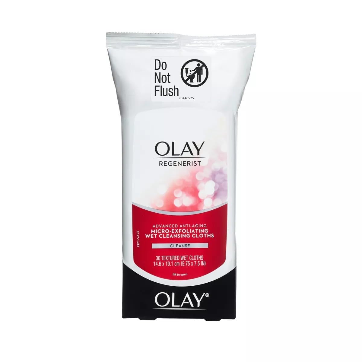 Olay Regenerist front packaging showing 30-count pack and travel convenience