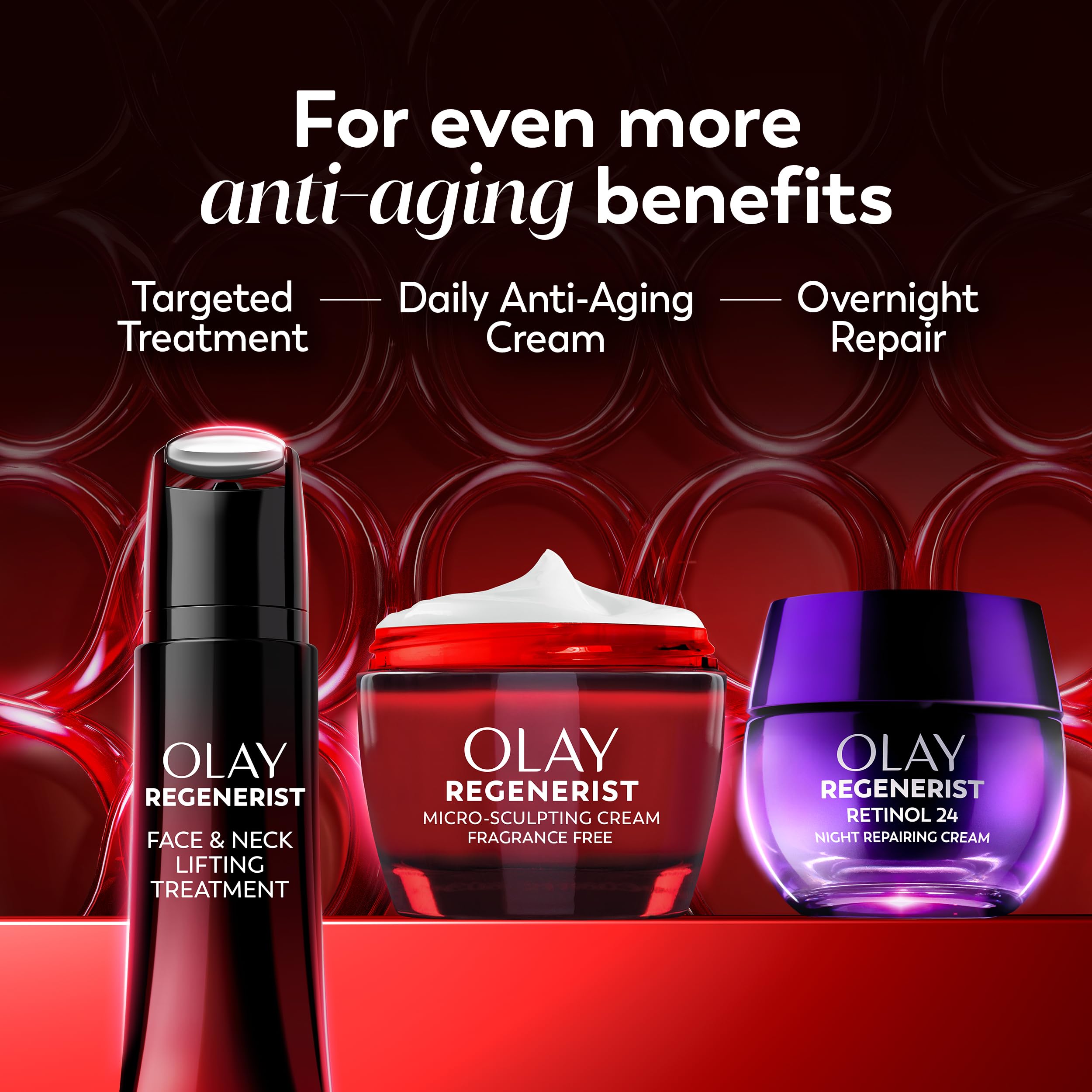 Olay before and after skin comparison showing visible wrinkle improvement