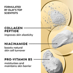 Person applying Olay Regenerist to face and neck for firmer-looking skin