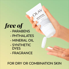 Olay lather on hand displaying mild foam and effective cleansing