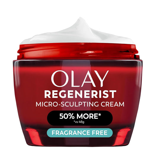 Olay jar front view showing packaging and firming moisturizer benefits