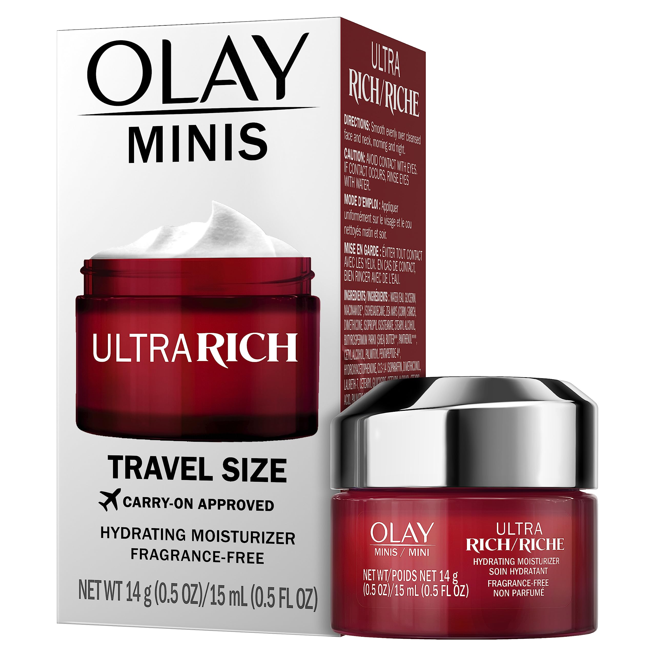Olay Regenerist jar front view showing rich moisturizer and travel convenience
