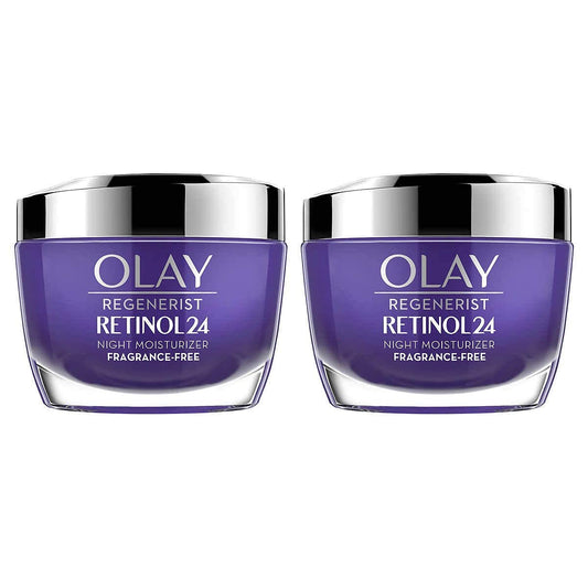 Olay Regenerist Retinol 24 front jar showing label and quick-absorbing cream benefits