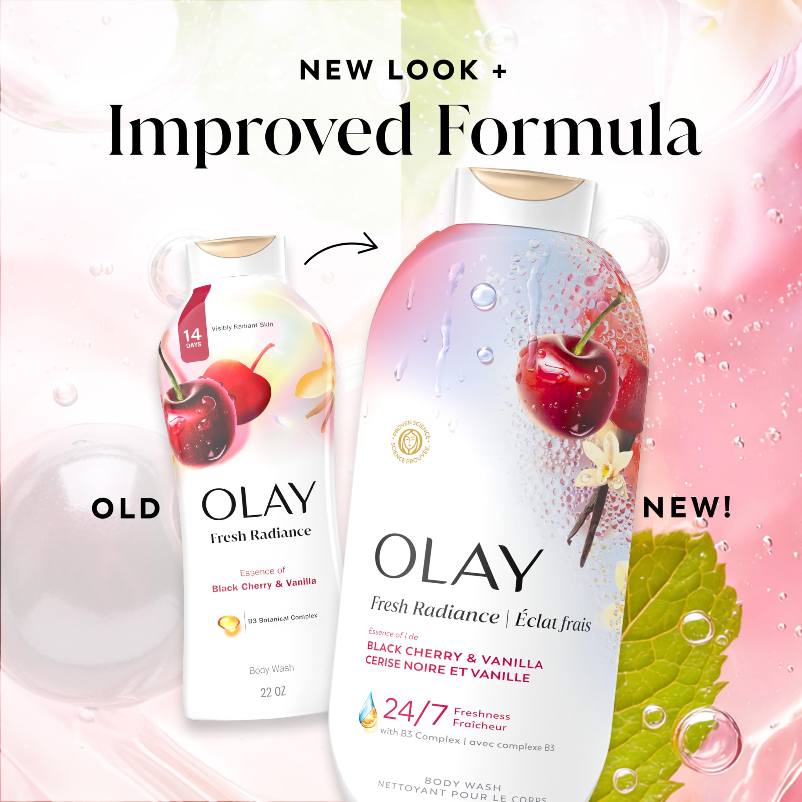Olay routine with lotion bottle suggesting post-shower moisture