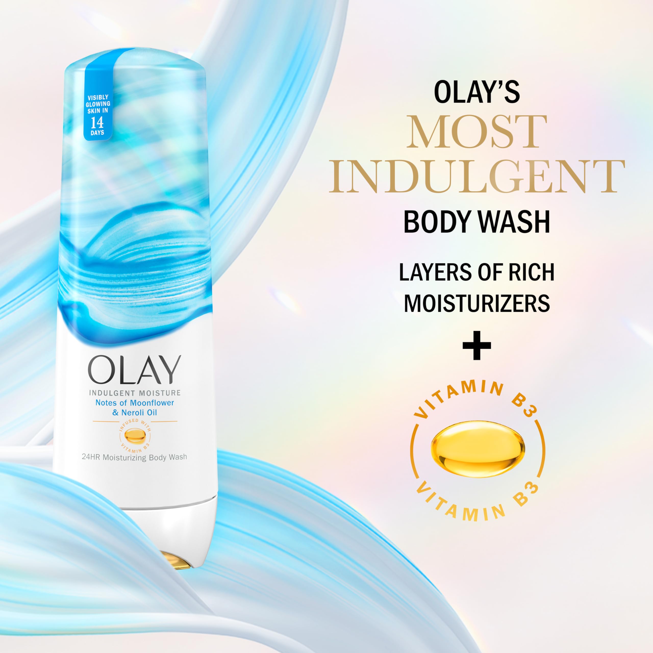 Still-life with moonflower and neroli visuals representing Olay fragrance complexity