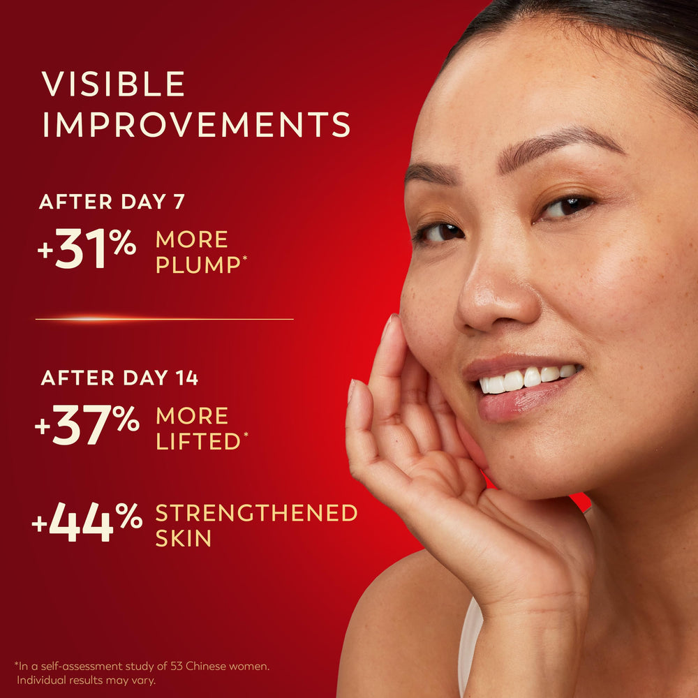 Olay Science label ingredient list showing peptide complex and yeast extract benefit