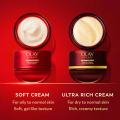 Olay Science cream on a bathroom shelf in lifestyle setting for daily routine fit