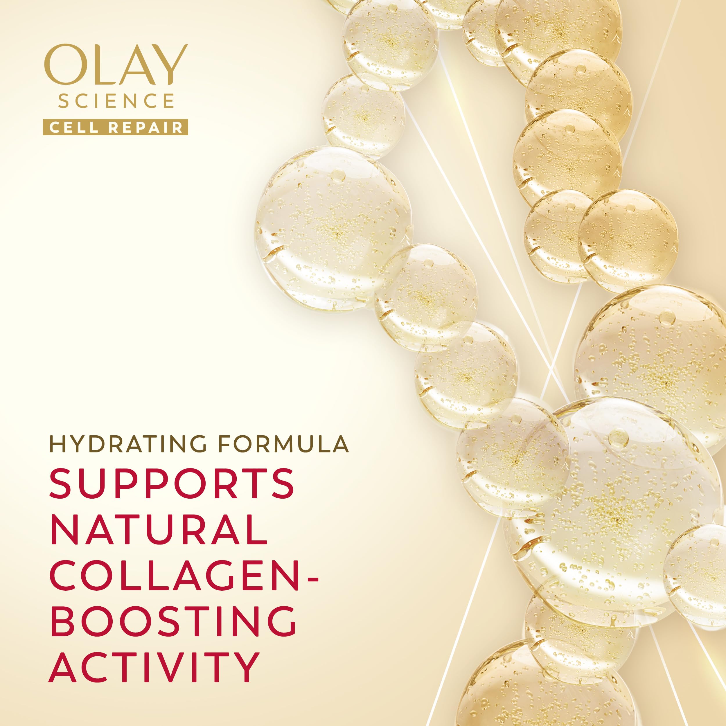 Olay Science closeup label and ingredients panel indicating peptide formula