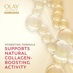 Olay Science closeup label and ingredients panel indicating peptide formula