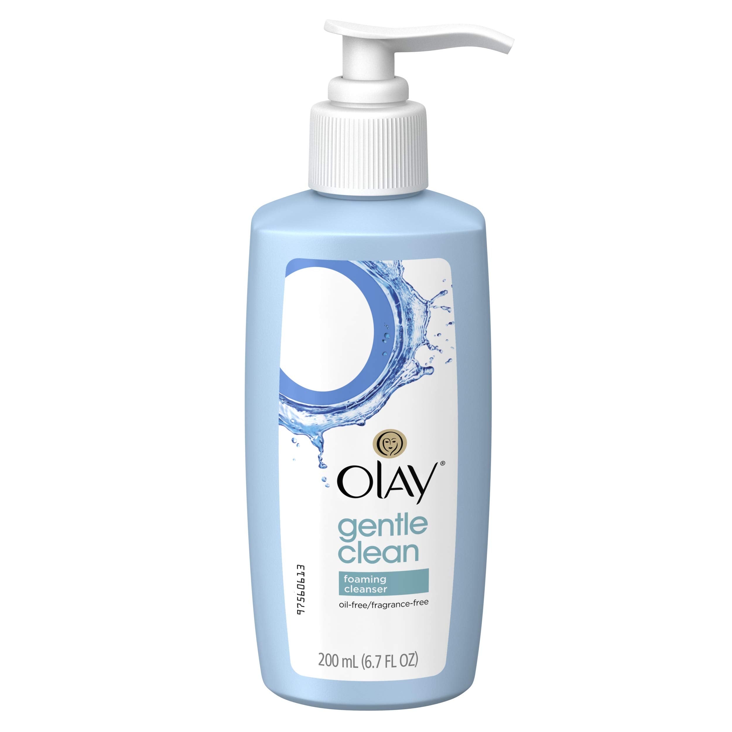 Close-up of Olay pump dispensing gentle foam, highlighting mild texture and ease of use